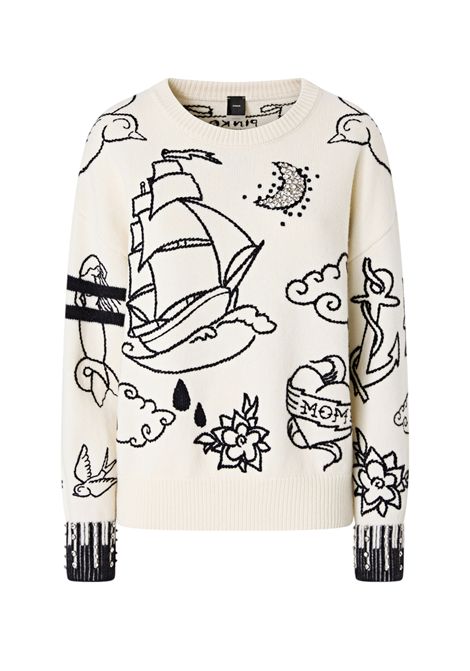 Patterned crew neck jumper PINKO | sweaters | 105427 A2PKZE1